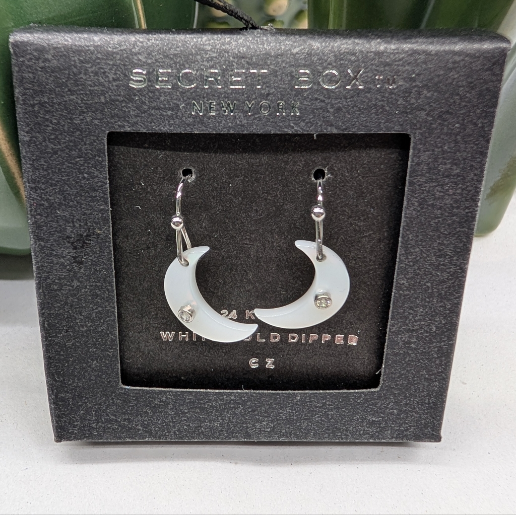 White Gold Dipped Moon Earrings Nip